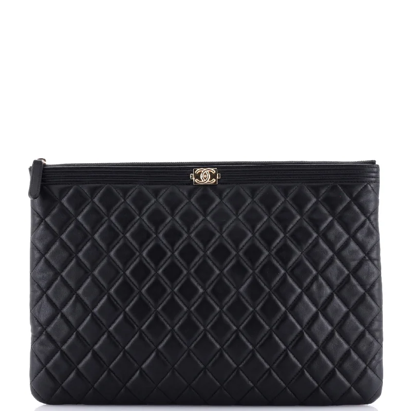 Boy O Case Clutch Quilted Lambskin Large