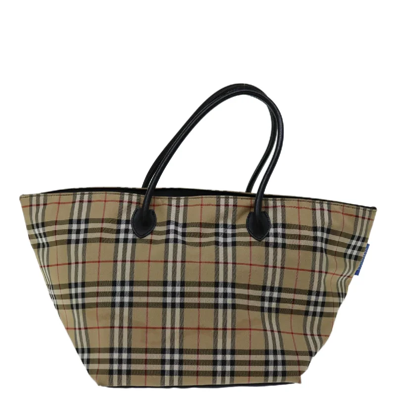 BURBERRYSs Nova Check Blue Label Hand Bag Nylon Beige  bs13235