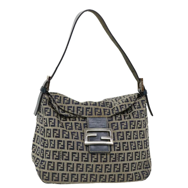 FENDI Zucca Canvas Mamma Baguette Shoulder Bag Navy  ar7934