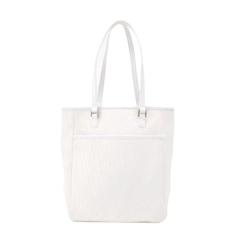 Christian Dior Trotter Canvas Leather Tote Bag White