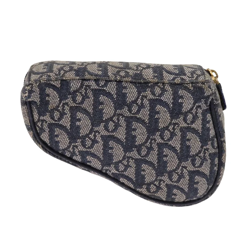 CHRISTIAN DIOR Trotter Canvas Saddle Accessory Pouch Navy Auth 77695