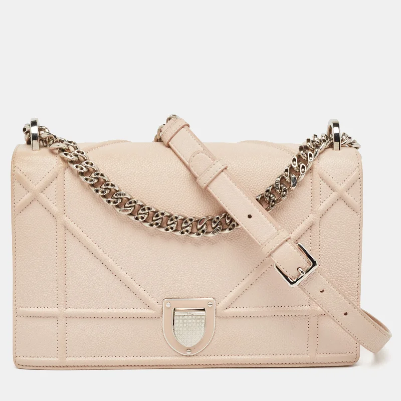 DIOR Light Peach Leather Medium ama Flap Shoulder Bag