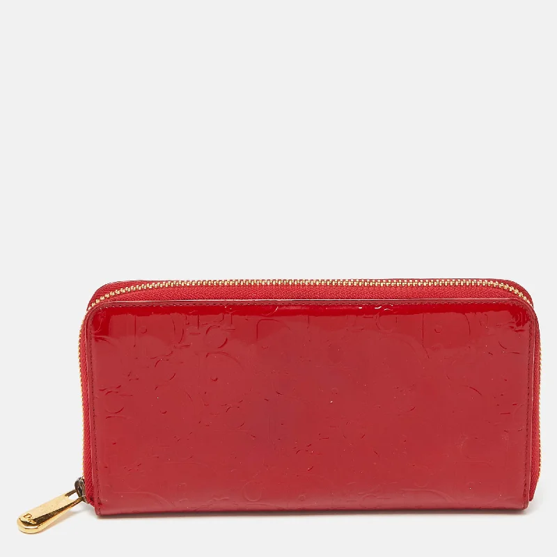 DIOR Red Patent Leather Ultimate Zip Around Wallet