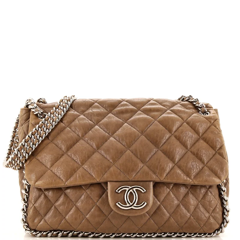 Chain Around Flap Bag Quilted Leather Maxi