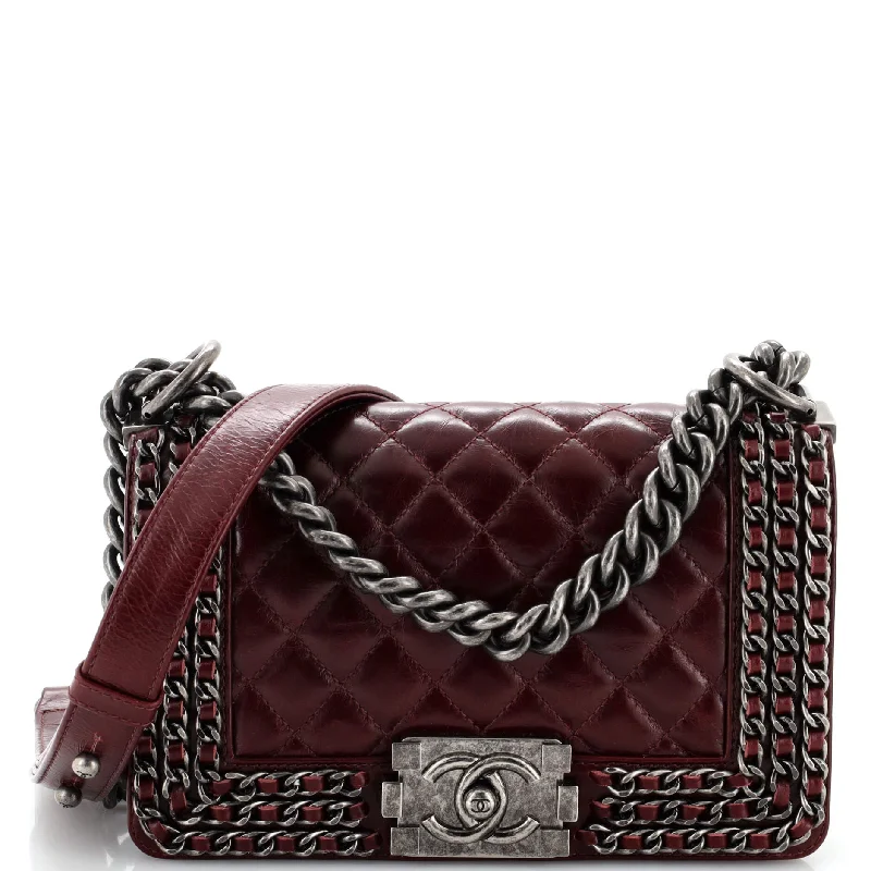 Chained Boy Flap Bag Quilted Glazed Calfskin Small