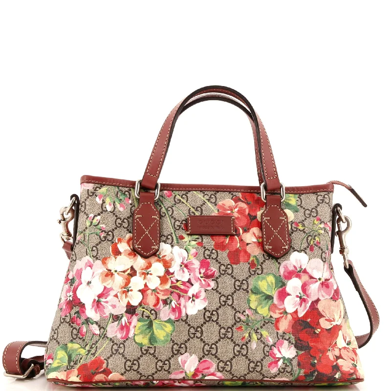 Convertible Tote Blooms Print GG Coated Canvas Small