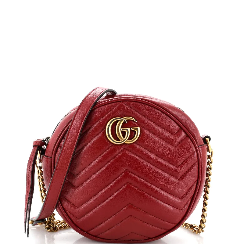 GG Marmont Round Shoulder Bag Matelasse Leather Mini