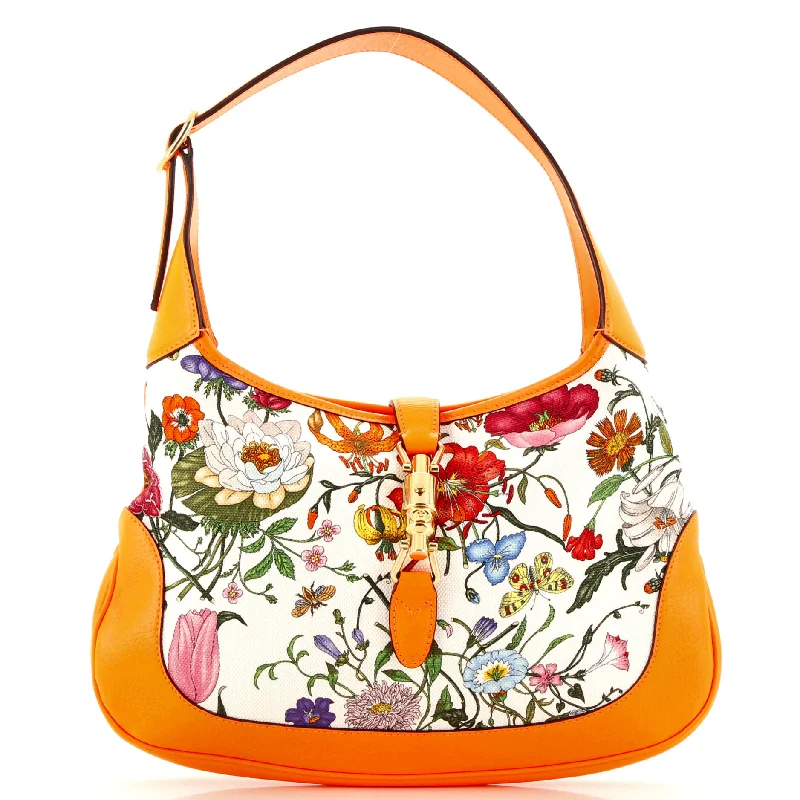 Jackie Hobo Flora Canvas with Leather Medium